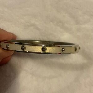 Coach Gray Silver Enamel Bangle Bracelet